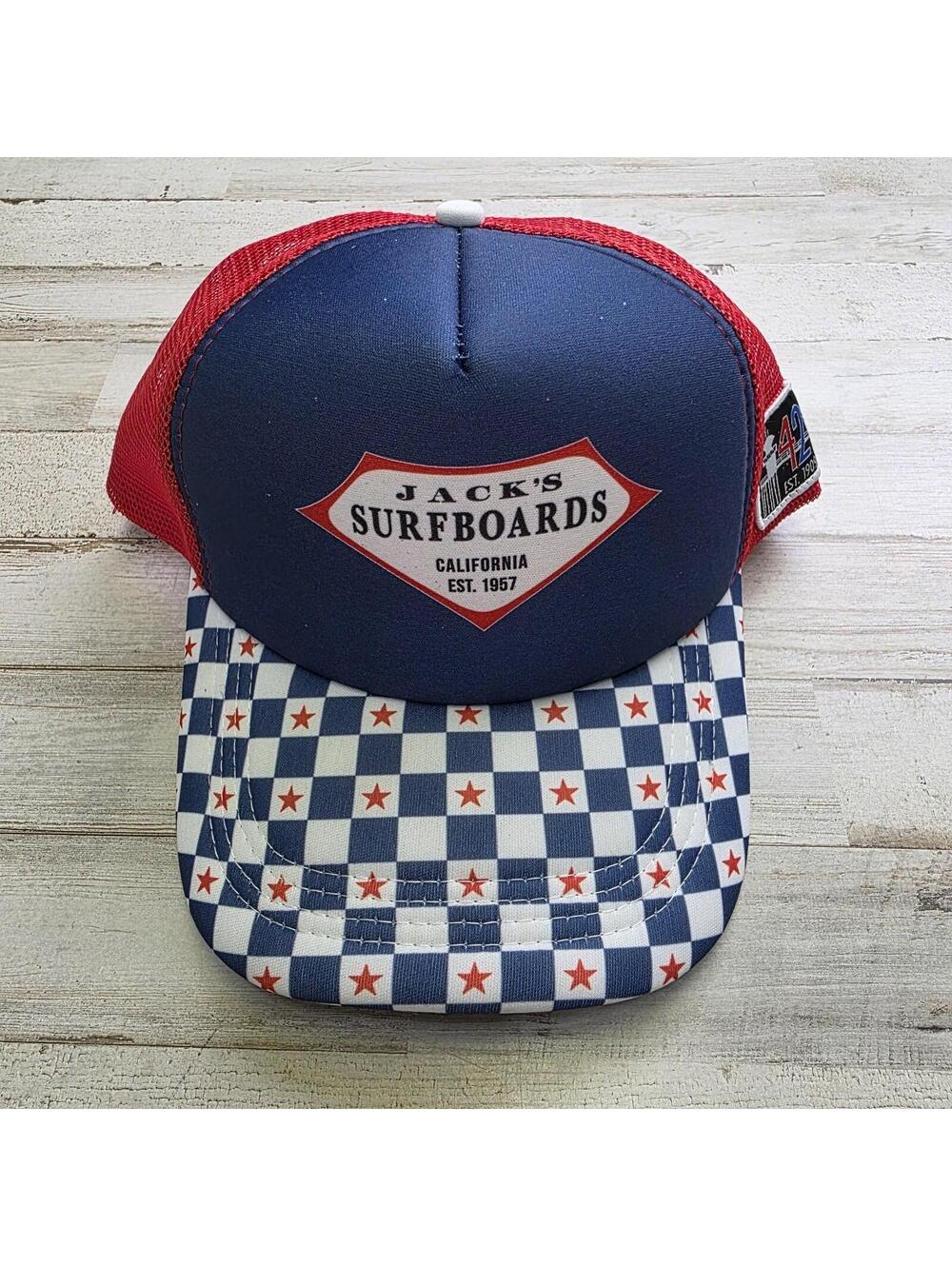 Jacks Surfboards Trucker Hat Cap Mens Snapback Patriotic 4th Of July Gear